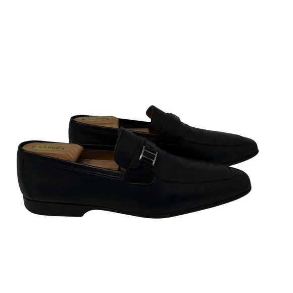 Mens Magnanni Reino Leather Loafers Shoes Designer Black Slip On 25326 Size 10 M