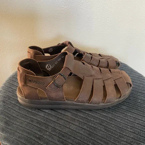 Mens Mephisto Leather Fisherman Sandals Shoes