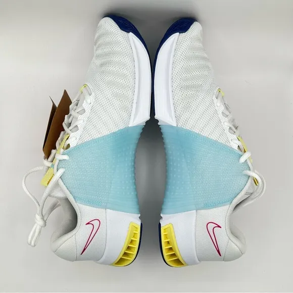 Men’s Nike Metcon 9 White/Blue/Pink/Yellow Crossfit and Workout Shoes Size 12