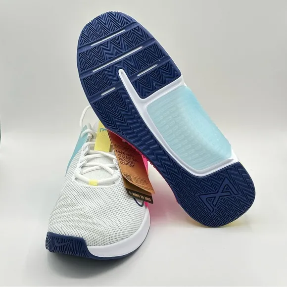 Men’s Nike Metcon 9 White/Blue/Pink/Yellow Crossfit and Workout Shoes Size 12