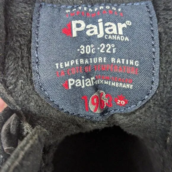 Mens SZ 9-9.5 Pajar Black Sneaker Winter Boot Comfort Faux Fur Lined Leather
