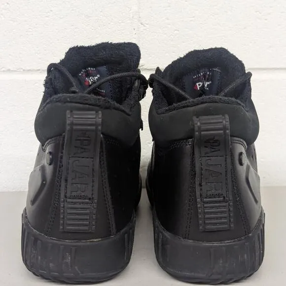 Mens SZ 9-9.5 Pajar Black Sneaker Winter Boot Comfort Faux Fur Lined Leather