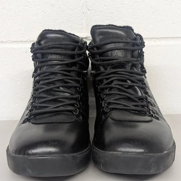 Mens SZ 9-9.5 Pajar Black Sneaker Winter Boot Comfort Faux Fur Lined Leather