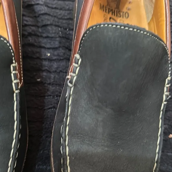 Mephisto Mens Baduard Slip On Loafer Size 8.5 Cool Air Brown Black Leather Shoes