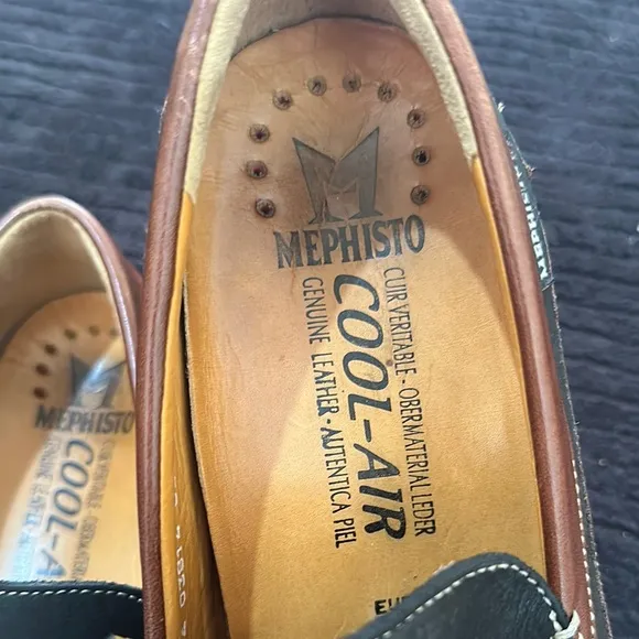 Mephisto Mens Baduard Slip On Loafer Size 8.5 Cool Air Brown Black Leather Shoes