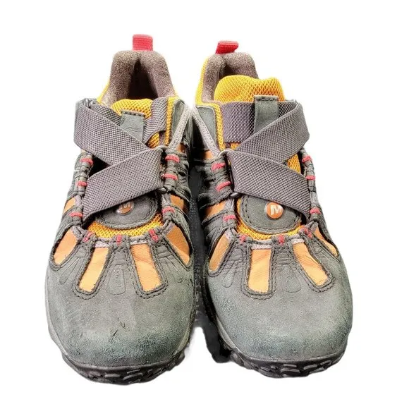 Merrell Chameleon 2 Z-Rap Kids Size 4 Gray Orange Vibram Hiking Trails Shoes