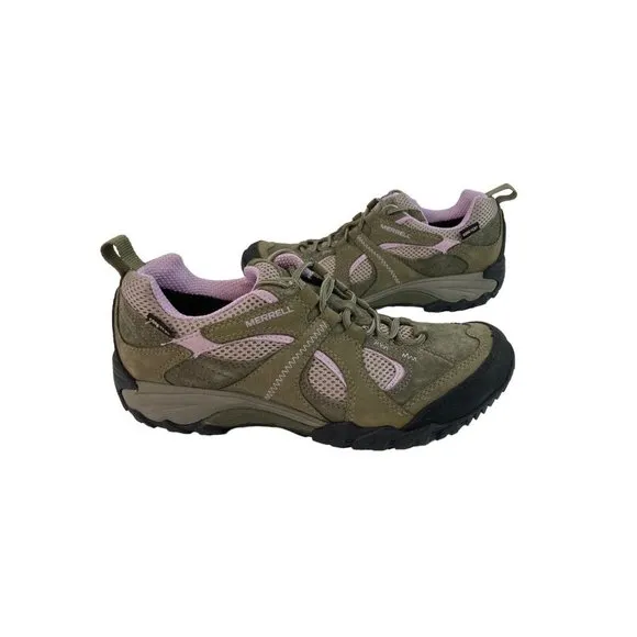 *Merrell Chameleon Arc 2 Hiking Shoes Womens 7.5 Olive Orchid Lace Up Gor-Tex
