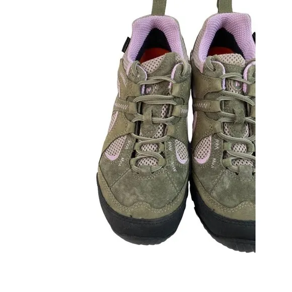 *Merrell Chameleon Arc 2 Hiking Shoes Womens 7.5 Olive Orchid Lace Up Gor-Tex
