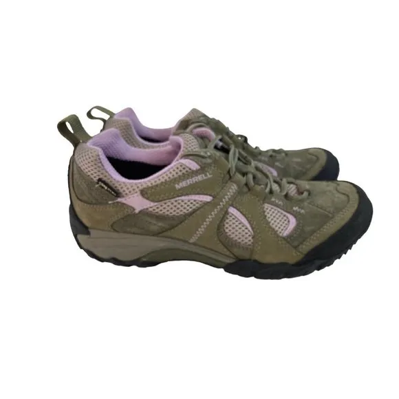 *Merrell Chameleon Arc 2 Hiking Shoes Womens 7.5 Olive Orchid Lace Up Gor-Tex