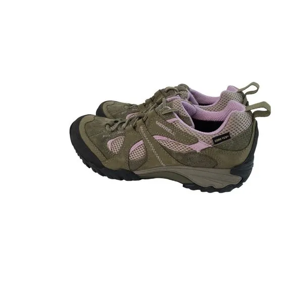 *Merrell Chameleon Arc 2 Hiking Shoes Womens 7.5 Olive Orchid Lace Up Gor-Tex