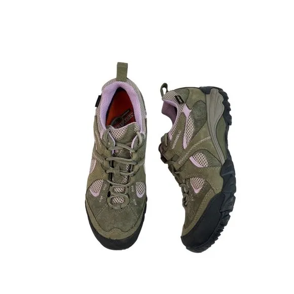 *Merrell Chameleon Arc 2 Hiking Shoes Womens 7.5 Olive Orchid Lace Up Gor-Tex