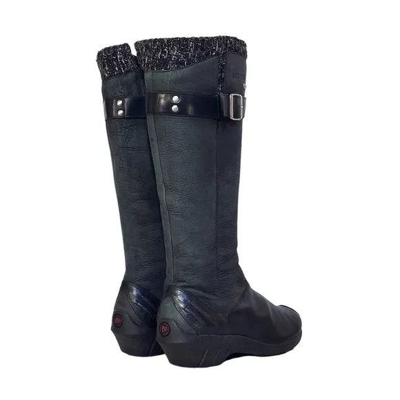 Merrell Martina Waterproof Tall Knee High Leather Boots in Charcoal Size 6