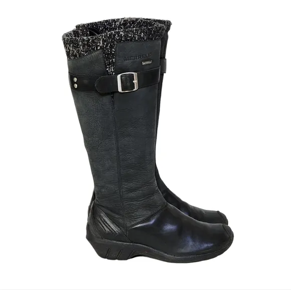 Merrell Martina Waterproof Tall Knee High Leather Boots in Charcoal Size 6