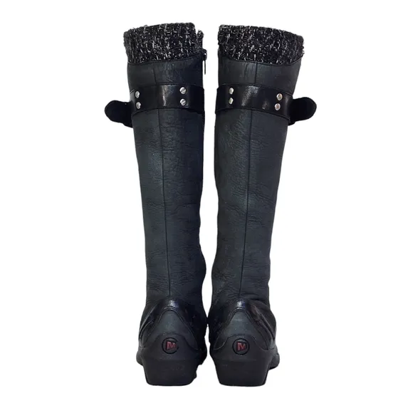 Merrell Martina Waterproof Tall Knee High Leather Boots in Charcoal Size 6