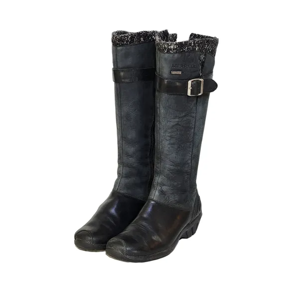 Merrell Martina Waterproof Tall Knee High Leather Boots in Charcoal Size 6