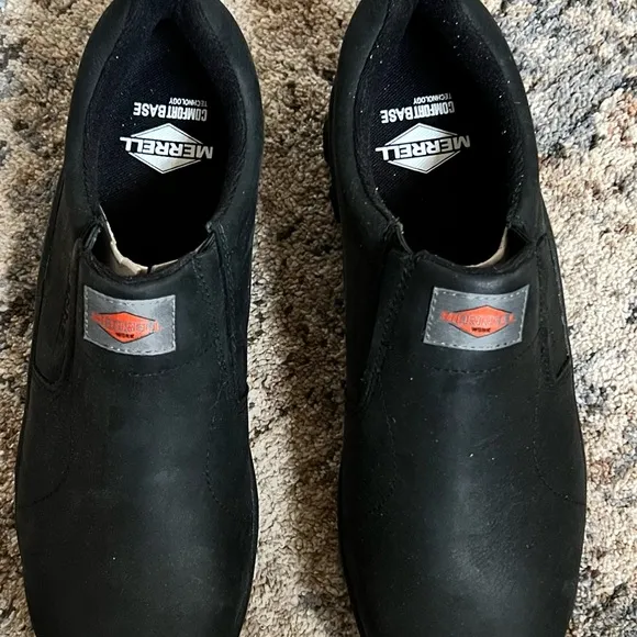 Merrell Men's Black Leather Work/Safety Shoes Comp Toe Size 13 M