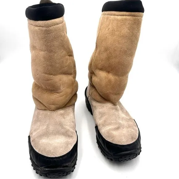MERRELL men's YETI Massif Tan Beige Shearling Lined Boots - size 10