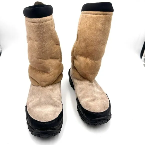 MERRELL men's YETI Massif Tan Beige Shearling Lined Boots - size 10