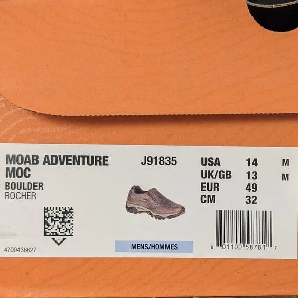 Merrell Moab Adventure Moc Slip-On Shoes, Brown Leather, Men's 14 M