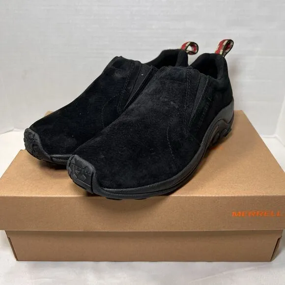 Merrell Shoes Mens Size 10.5 Black Suede Jungle Moc Slip-On Midnight J60825 EUC