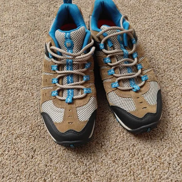 Merrell  Women's Kangaroo Celestial Brown Suede Mesh Hiking Shoes Size 8