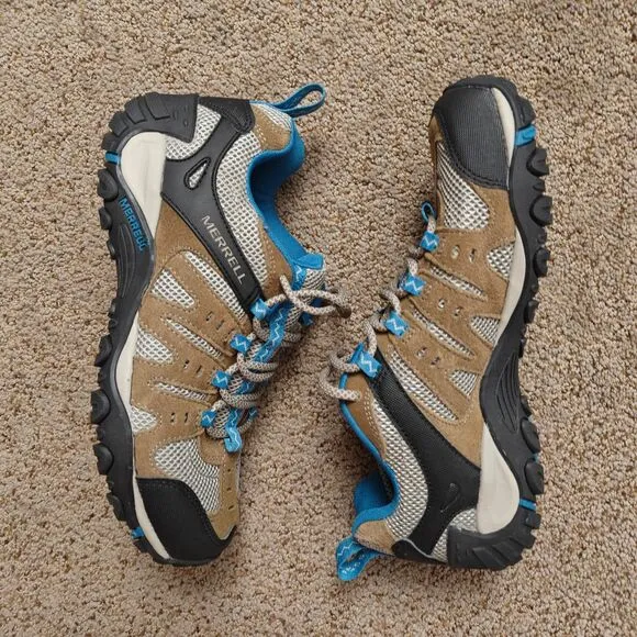 Merrell  Women's Kangaroo Celestial Brown Suede Mesh Hiking Shoes Size 8