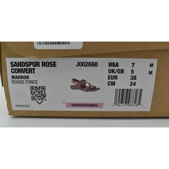 Merrell Womens Size 7 Sandspur Rose Convertible Leather Marron Sandals Shoes
