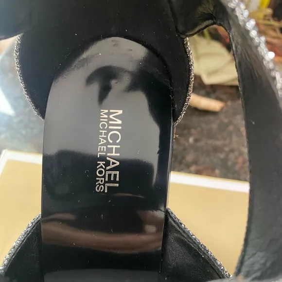 Michael Kors Black and Silver Heeled Sandals