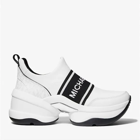Michael Kors Olympia Logo Tape Scuba Slip-On Trainers Size 6.5