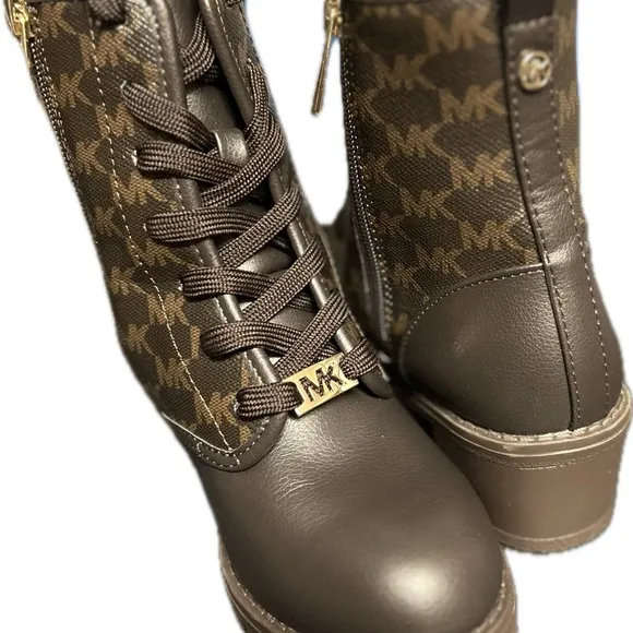 Micheal Kors Girl’s Brown Combat Boots USA Size 2, EU Size 33 NWOT