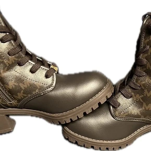 Micheal Kors Girl’s Brown Combat Boots USA Size 2, EU Size 33 NWOT