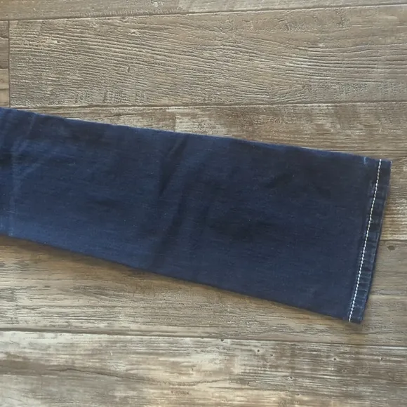 MISS ME &quot;slim bootcut&quot; medium wash denim jeans sz27x34L distressing &amp; bling TALL