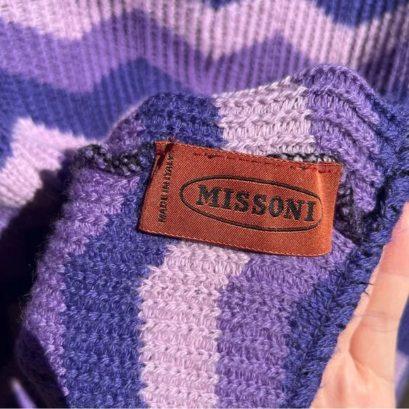 Missoni Wool Poncho Made in Italy Chevron Knitwear Asymmetrical Cape