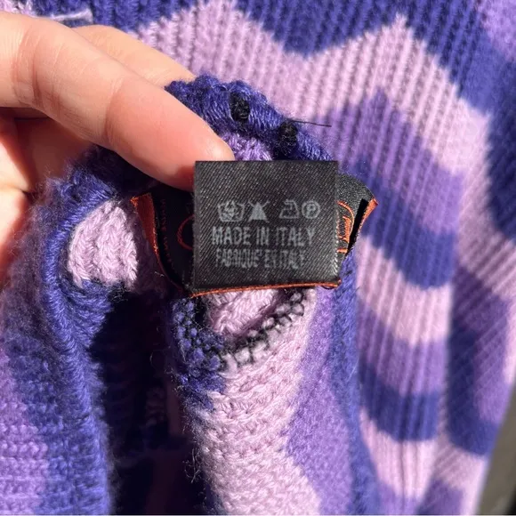 Missoni Wool Poncho Made in Italy Chevron Knitwear Asymmetrical Cape
