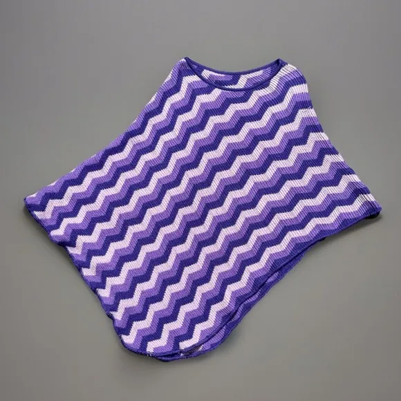 Missoni Wool Poncho Made in Italy Chevron Knitwear Asymmetrical Cape
