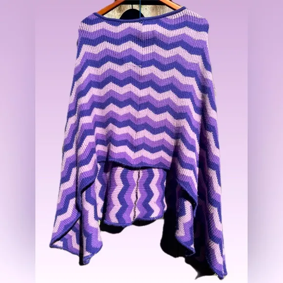 Missoni Wool Poncho Made in Italy Chevron Knitwear Asymmetrical Cape
