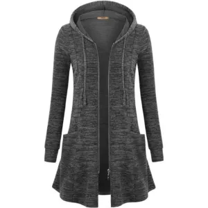 Miusey Womens Zip Up Long Hoodie Jacket Lightweight Tunic Sweatshirt Open Front