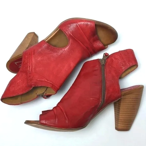 Miz Mooz Mindy Leather Heels Red Size 40