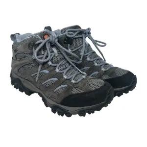 Moab Mid Waterproof Hiking Boots Outdoor Athletic Vibram Gray Blue Women 8.5