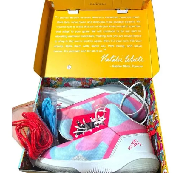 Moolah Pink &amp; Blue Phantom 1 Basketball Sneakers Sz 8.5 3 Shoestring Sets Box Pr