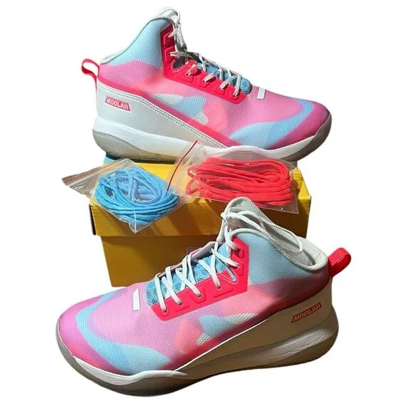 Moolah Pink &amp; Blue Phantom 1 Basketball Sneakers Sz 8.5 3 Shoestring Sets Box Pr