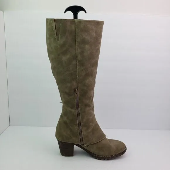 Muk Luks Lacy Womens Size 8 Taupe Side Zip 17.5&quot; Tall Fashion Warm Winter Boots