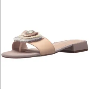 NANETTE LEPORE Parker Slid On Sandals Shoes Fringe brooch 9M