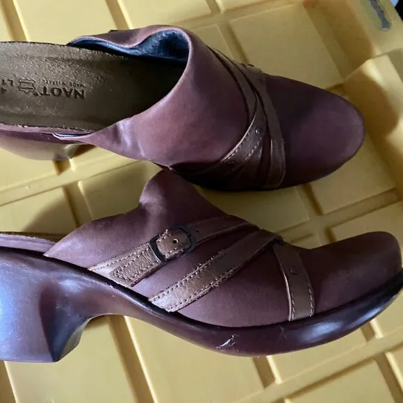 Naot Brown Clogs Slingback Slip On Wedge Sabo Leather Wedge Shoes  41 10 US