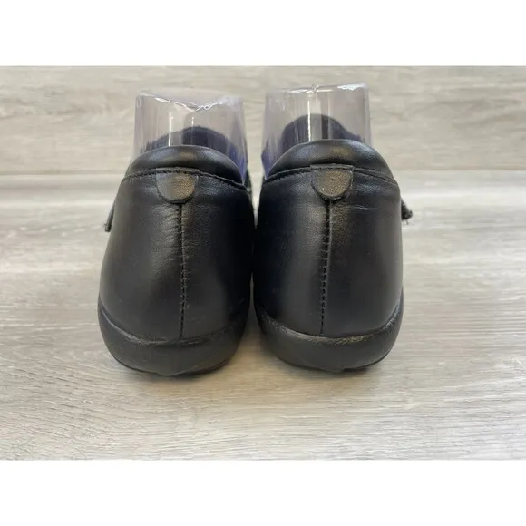 Naot Rapoka Women's US 9.5 Black Leather Slip-On Monk Strap Wedge Loafer Shoes