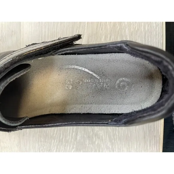 Naot Rapoka Women's US 9.5 Black Leather Slip-On Monk Strap Wedge Loafer Shoes