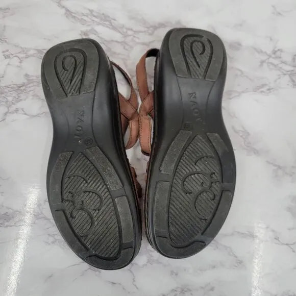 NAOT Brown Suede Woven Slingback Sandals Cork Insole Women's Euro 38
