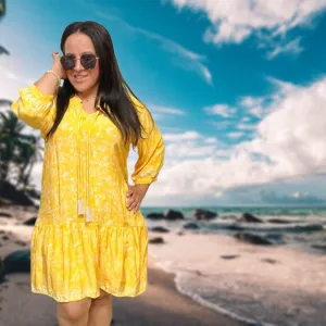 Natalie Martin Tunic Silk Mini Dress Lightweight Floral Pull-On Summer Boho Beac