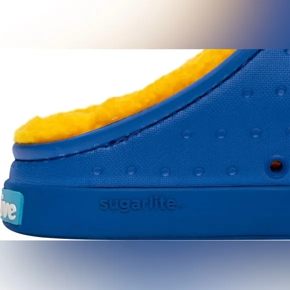 Native Shoes Jefferson Cozy Clogs Size J3/EU 34.5  - UV Blue/Spicy Yellow - NWB