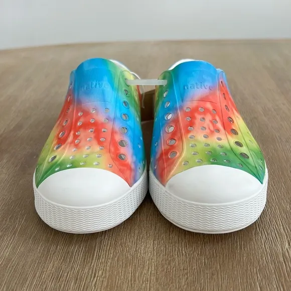 Native Shoes Jefferson Rainbow Tie Dye Slip On Tennis Shoes Child 12 13